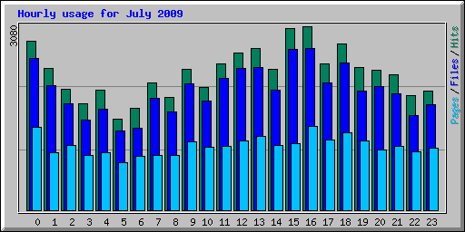 Hourly usage for July 2009